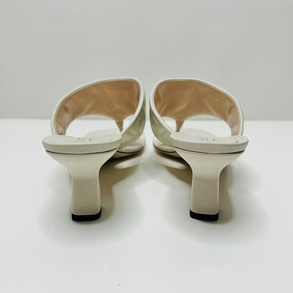Gucci Marmont Chevron Double G 40/ US 10 Thong Heel Sandals White Leather NIB - Picture 9 of 15